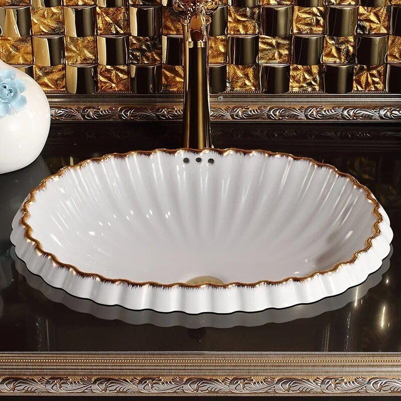 Elegant European-Style Oval Ceramic Bathroom Basin