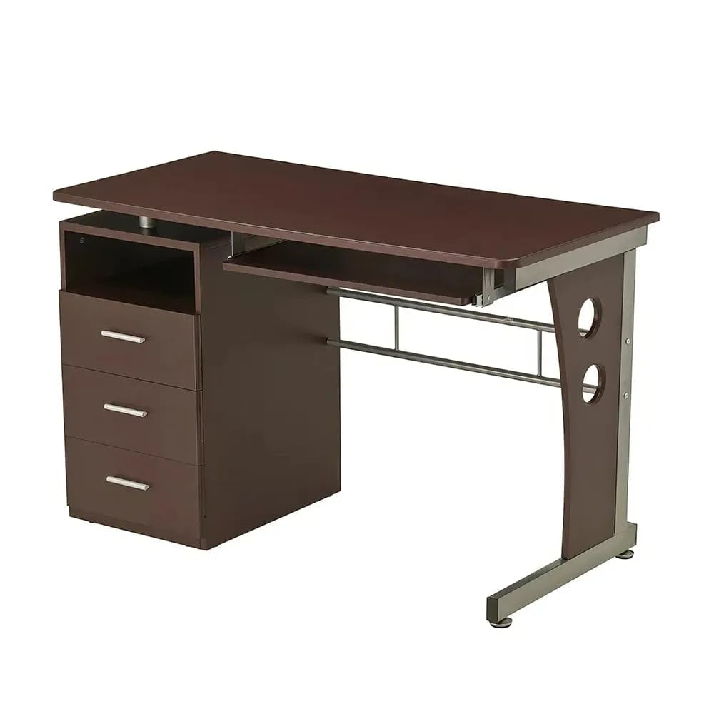 Eleganter Schreibtisch in Schokoladenoptik mit viel Stauraum und robustem Design