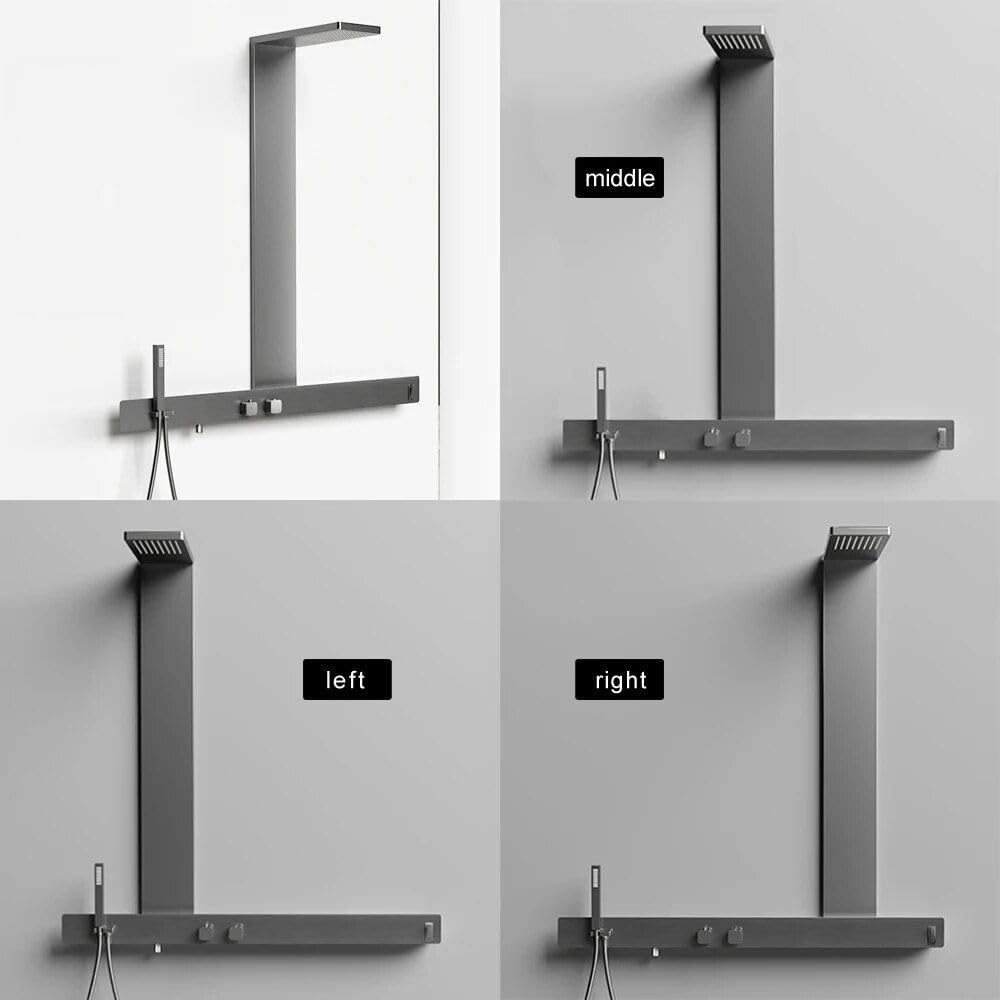 Wall-Mounted Luxury Thermostatic Shower System with Storage Rack & Towel Bar