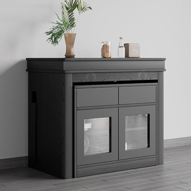 Modern Extendable Dining Table Rectangle Sideboard with Storage