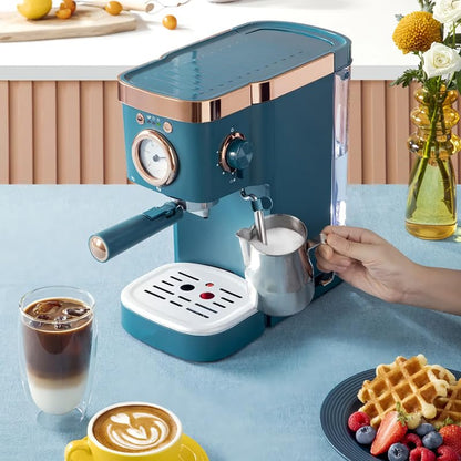 Deluxe Semi-Automatic Coffee Maker with Steam Milk Frother