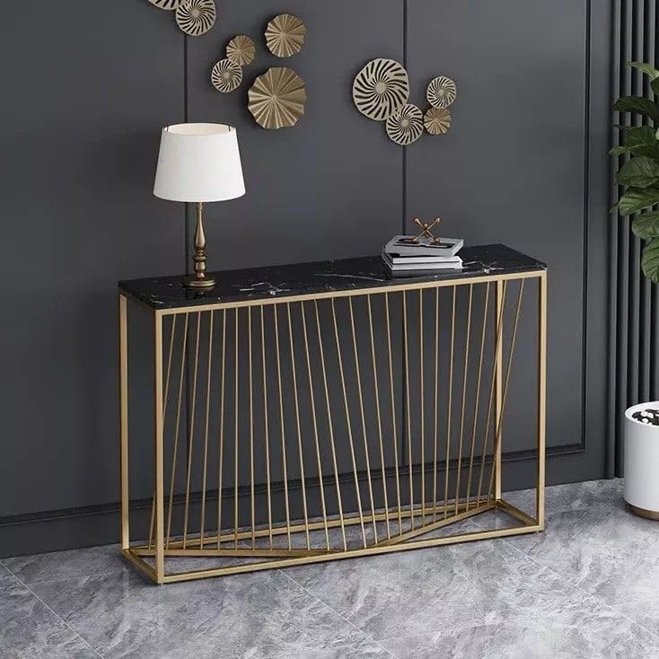 Minimalist Nordic Slate Iron Console Table for Modern Living Spaces