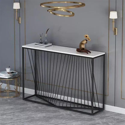Minimalist Nordic Slate Iron Console Table for Modern Living Spaces