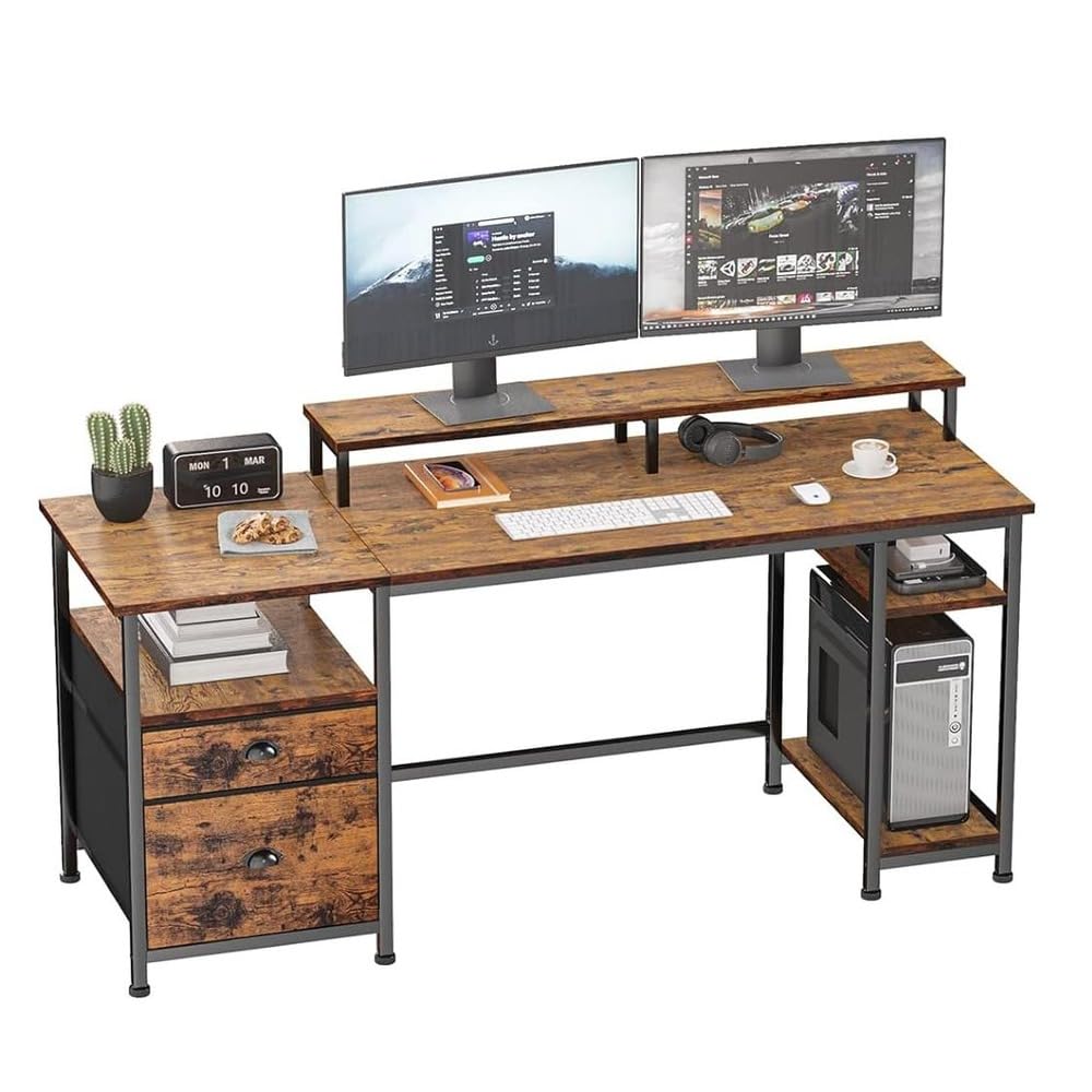 61" Spacious Industrial-Style Computer Desk