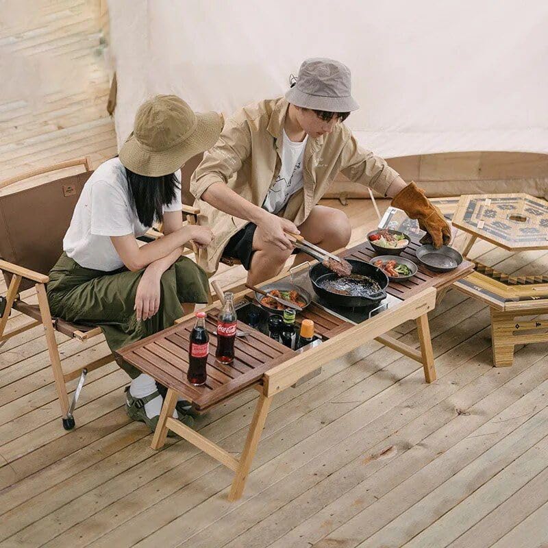 Versatile Pine & Black Walnut Folding Table - Perfect for picnics, bbqs, and Outdoor Adventures