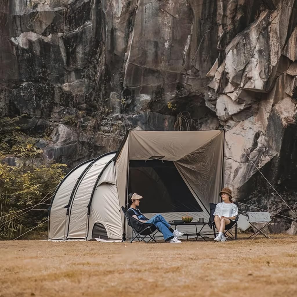 Spacious 5-8 Person Double-Room Camping Tent - Waterproof, Four-Season, Portable Outdoor Tunnel Shelter