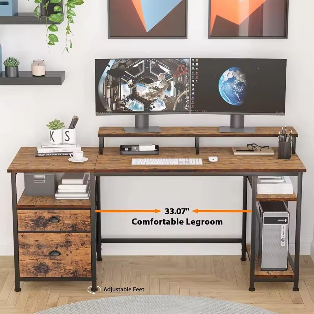 61" Spacious Industrial-Style Computer Desk