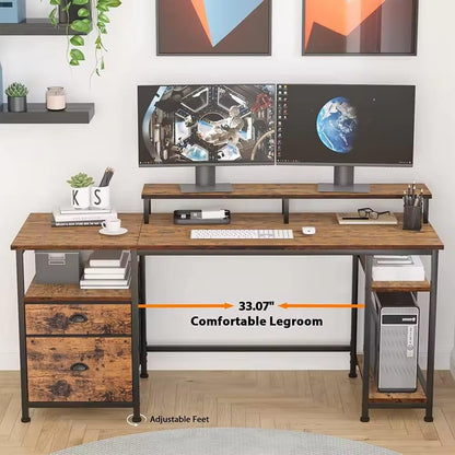 61" Spacious Industrial-Style Computer Desk