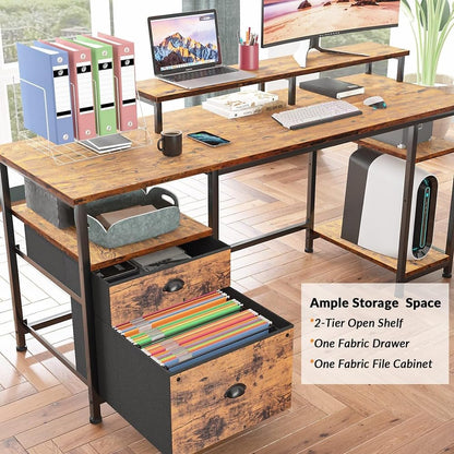 61" Spacious Industrial-Style Computer Desk