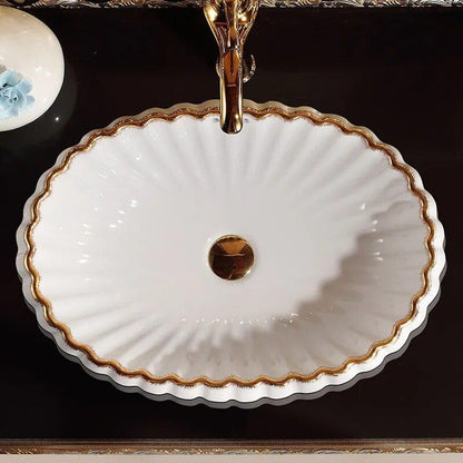 Elegant European-Style Oval Ceramic Bathroom Basin