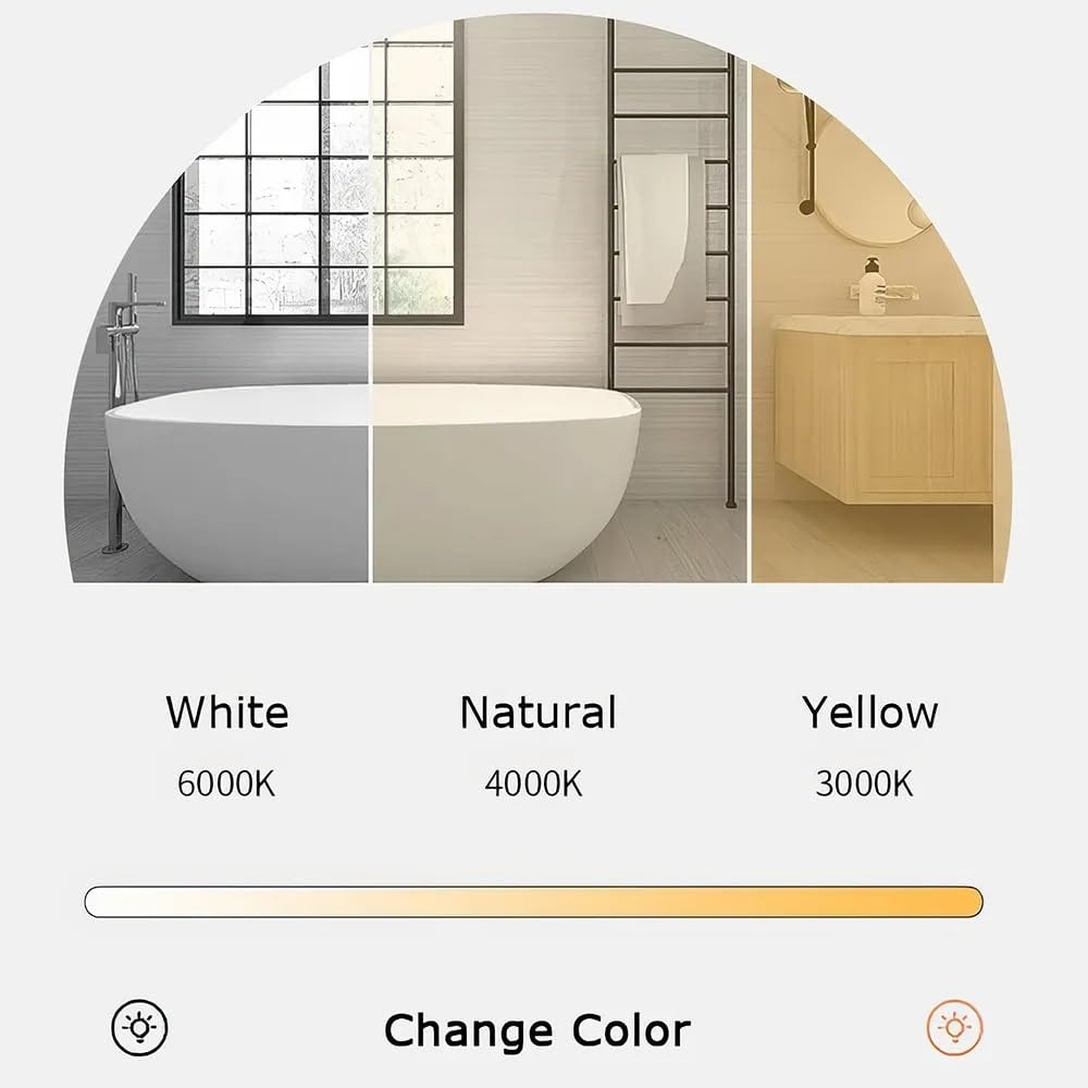 Modern Rectangular smart led Bathroom Mirror with Bluetooth Speaker &amp; Adjustable Light