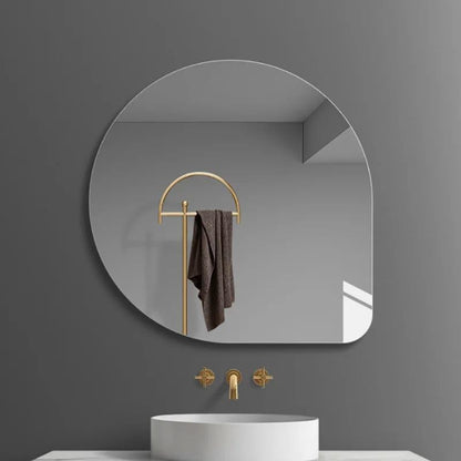 Modern Irregular Wall Mirror with LED Lighting - Frameless Cosmetic Vanity Mirror for Bathroom