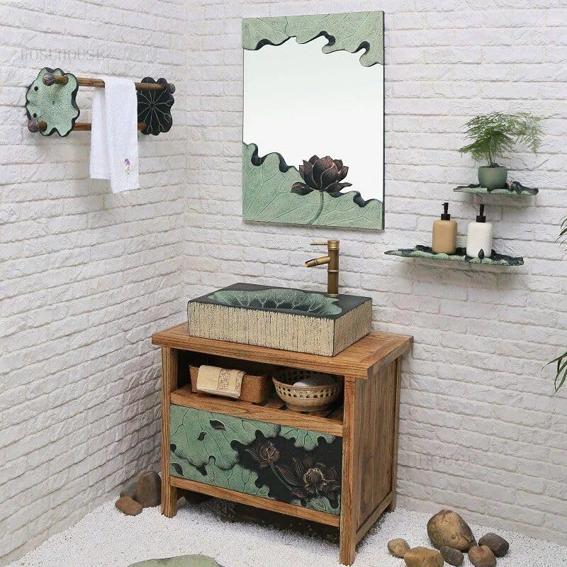 Modern Lotus Leaf Rectangular Resin Washbasin – Elegant Above Counter Bathroom Sink