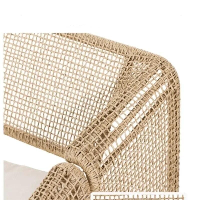 Moderner nordischer Rattan-Loungesessel – Eleganter Outdoor-/Indoor-Sofa-Sessel aus Samt