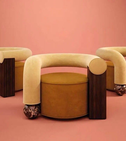 Elegant Minimalist Tiger Velvet Lounge Chair – L-Shaped Sofa for Modern Living