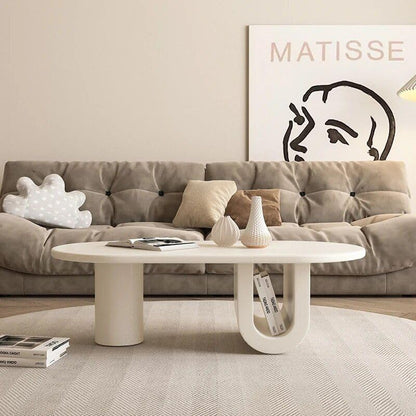 Modern Nordic Pine Wood Oval Coffee Table