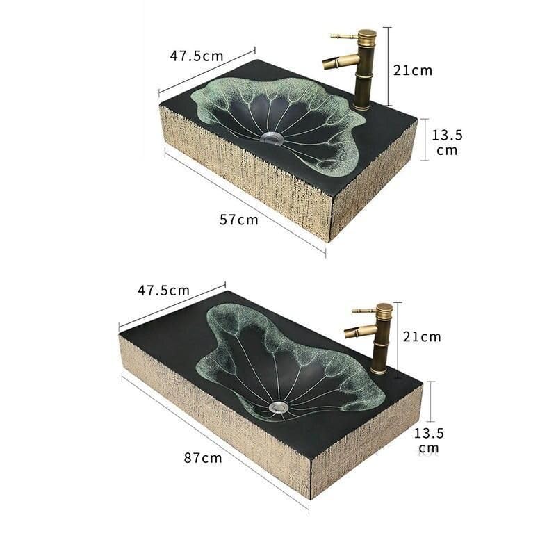 Modern Lotus Leaf Rectangular Resin Washbasin – Elegant Above Counter Bathroom Sink