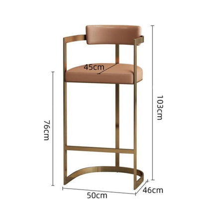 Minimalist Modern Bar Chair with Handrails – High Back, Synthetic Leather