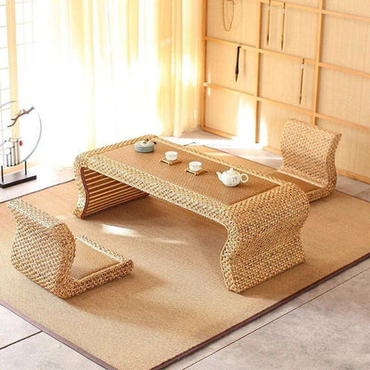 Modern Minimalist Rattan Coffee Table – Luxury Nordic Design for Elegant Living Spaces