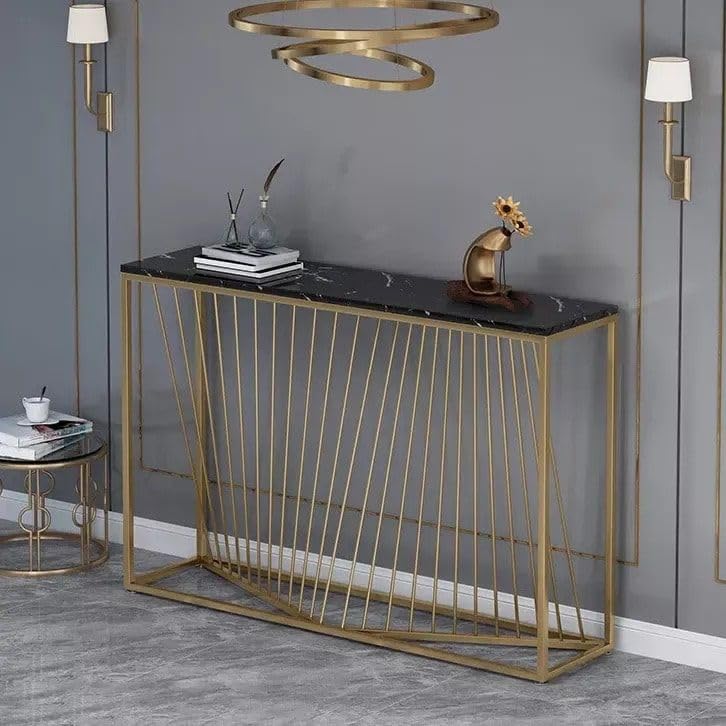 Minimalist Nordic Slate Iron Console Table for Modern Living Spaces