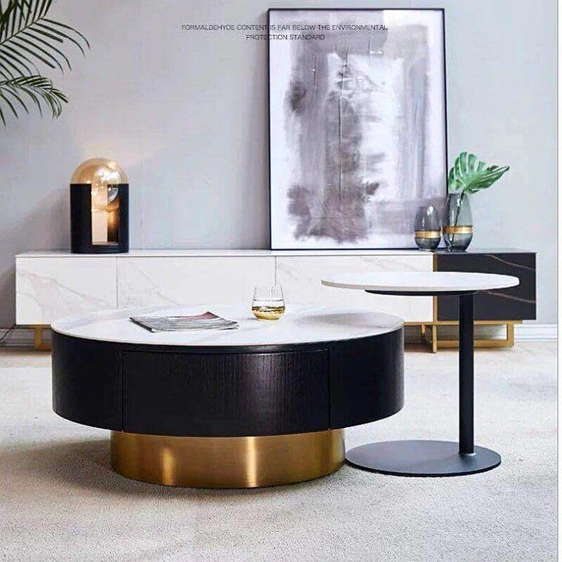 Luxury Italian Marble Sintered Stone Round Coffee Table