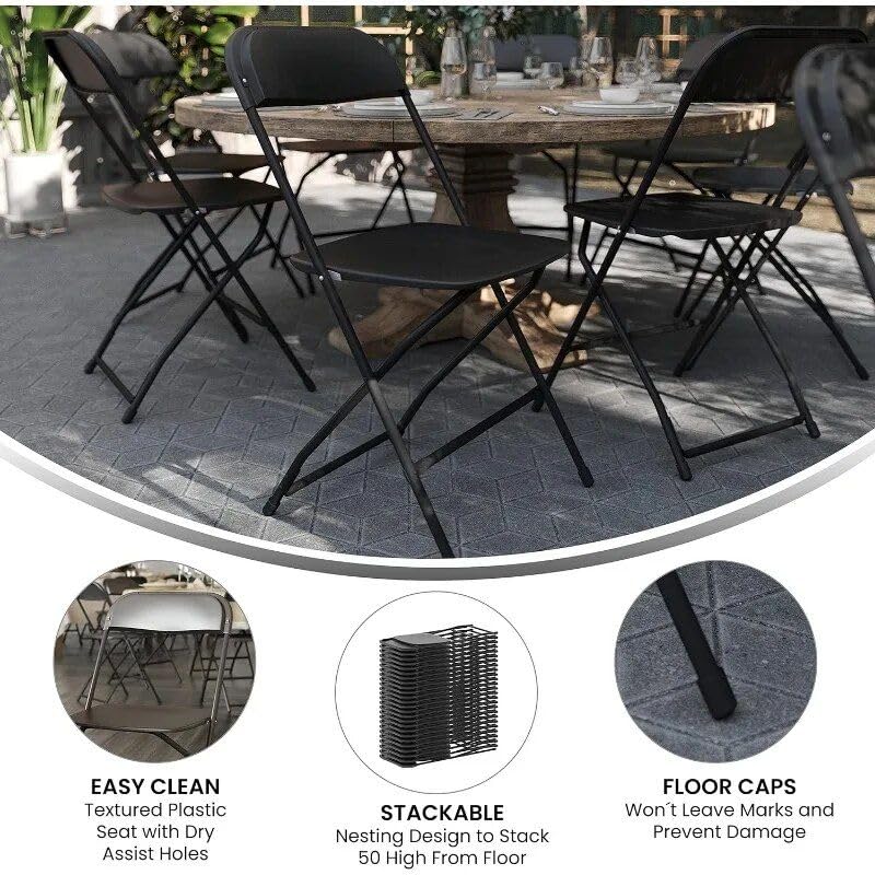 Ultra-Sturdy 650lb Capacity Black Folding Chair