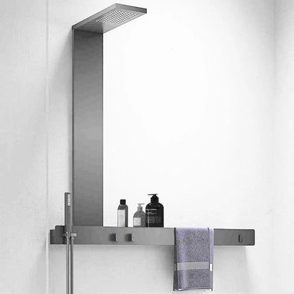 Wall-Mounted Luxury Thermostatic Shower System with Storage Rack &amp; Towel Bar
