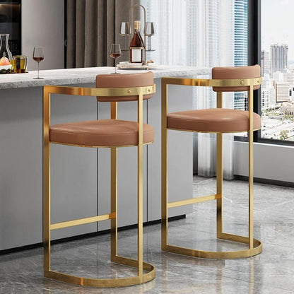 Minimalist Modern Bar Chair with Handrails – High Back, Synthetic Leather