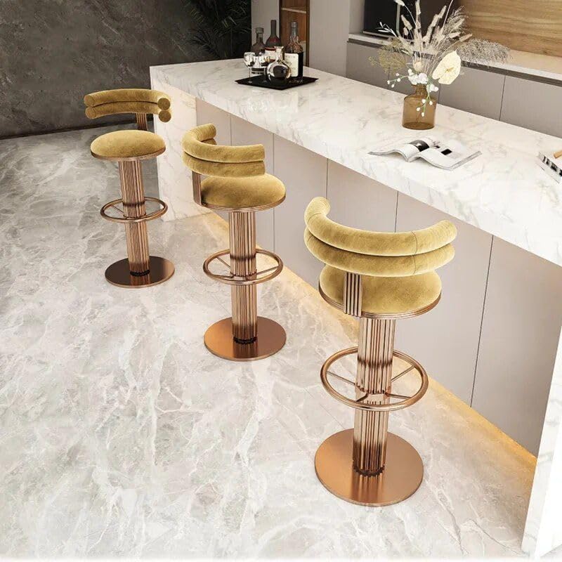 Modern Velvet Swivel Bar Chairs – Stylish Stainless Steel Stools for Bars &amp; Restaurants