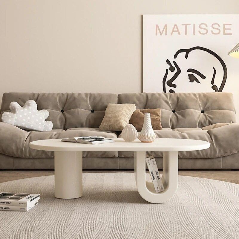 Modern Nordic Pine Wood Oval Coffee Table