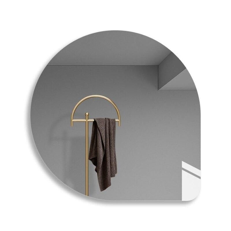 Modern Irregular Wall Mirror with LED Lighting - Frameless Cosmetic Vanity Mirror for Bathroom