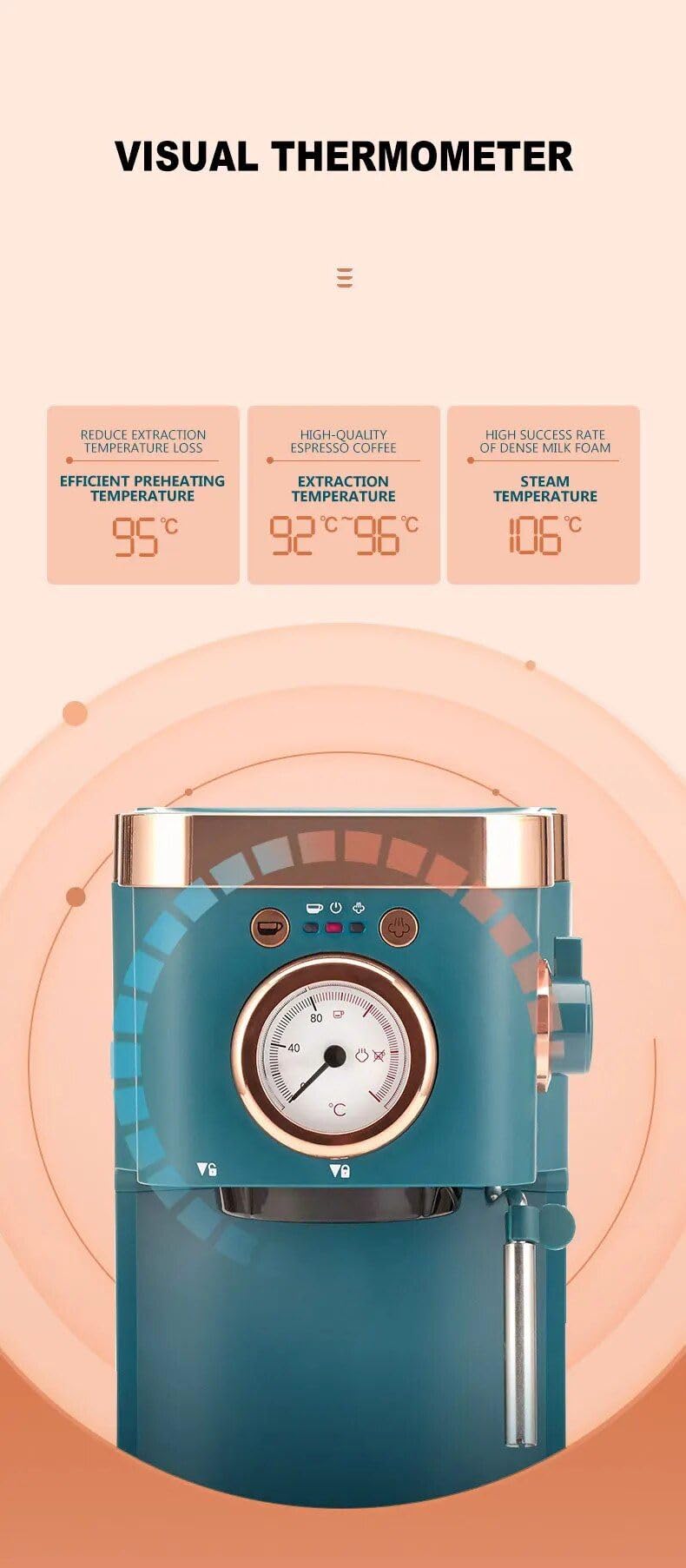 Deluxe Halbautomatische Kaffeemaschine mit Dampf-Milchaufschäumer