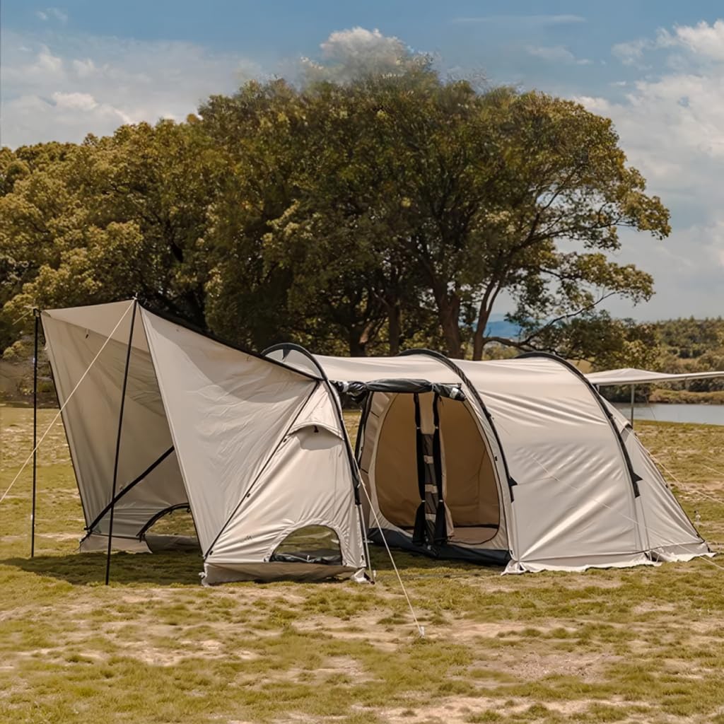 Spacious 5-8 Person Double-Room Camping Tent - Waterproof, Four-Season, Portable Outdoor Tunnel Shelter