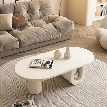 Modern Nordic Pine Wood Oval Coffee Table