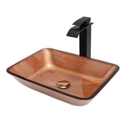 Elegantes rechteckiges Waschbecken aus gehärtetem Glas für das Badezimmer