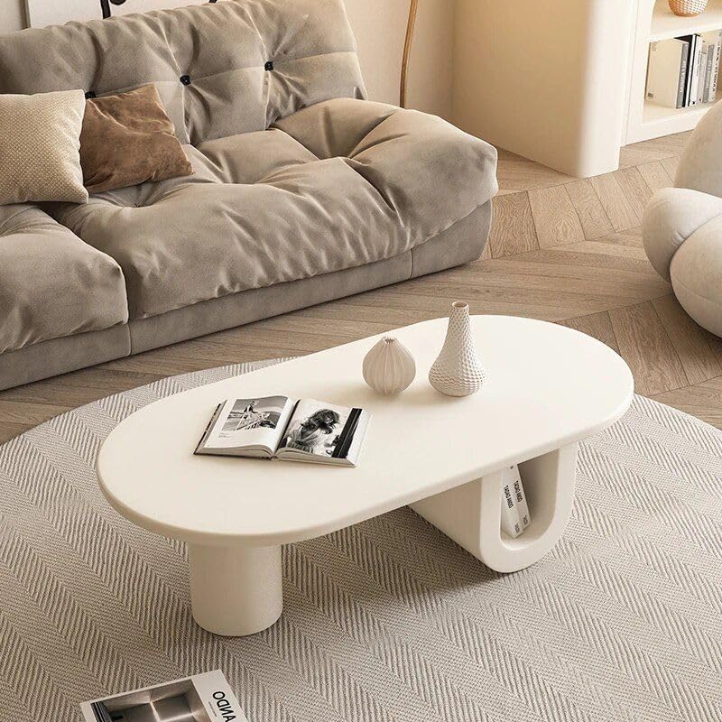 Modern Nordic Pine Wood Oval Coffee Table