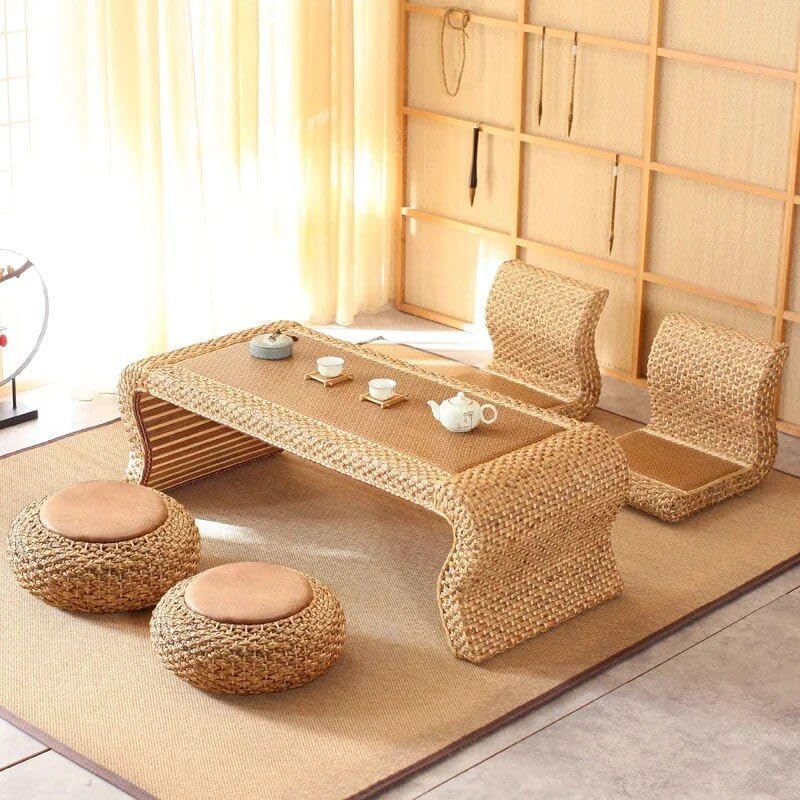 Modern Minimalist Rattan Coffee Table – Luxury Nordic Design for Elegant Living Spaces
