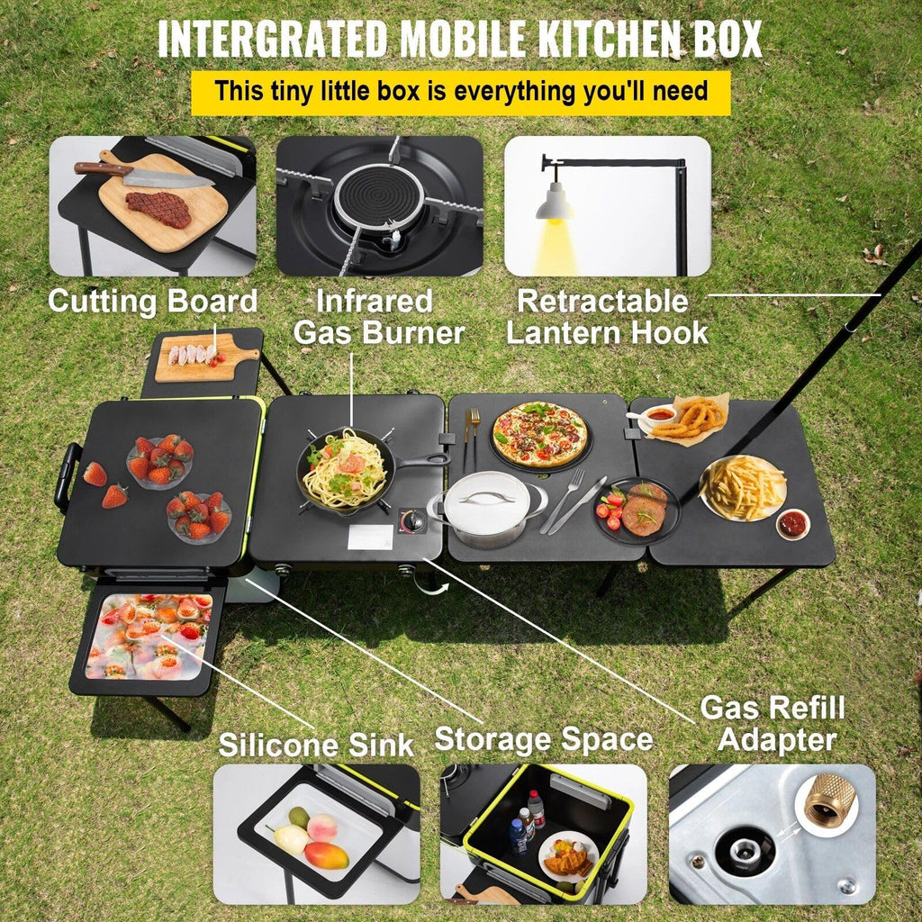 Portable Multifunctional Outdoor Kitchen Station with Wheels