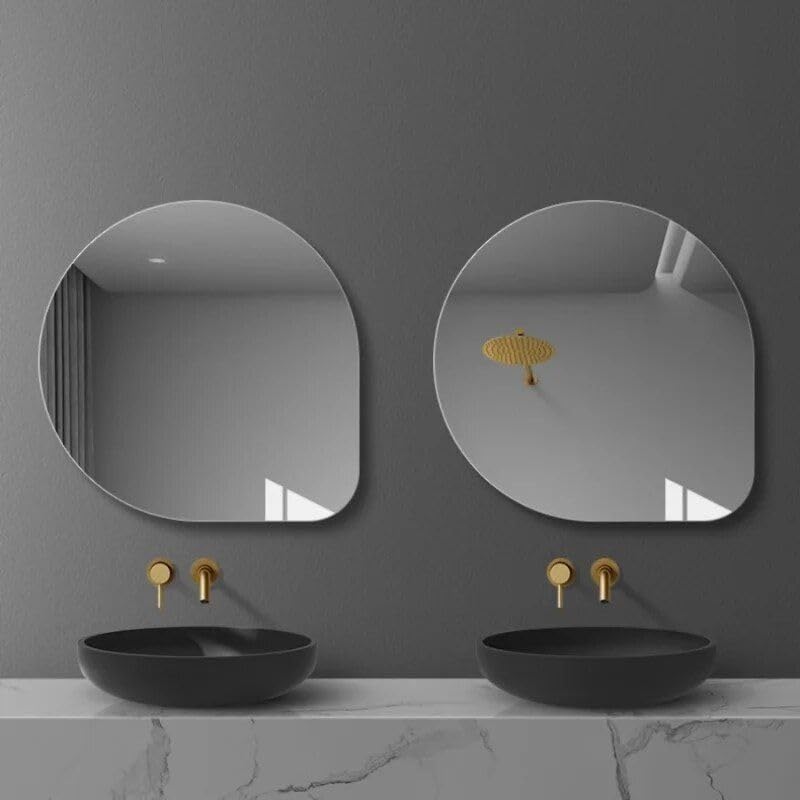 Modern Irregular Wall Mirror with LED Lighting - Frameless Cosmetic Vanity Mirror for Bathroom