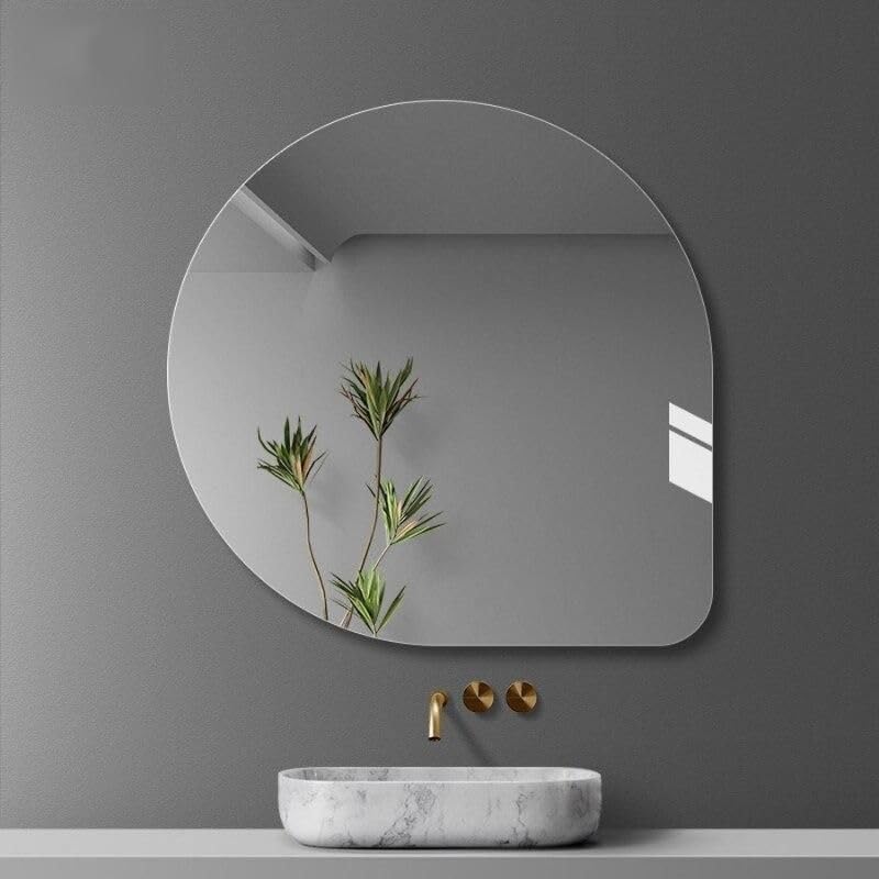 Modern Irregular Wall Mirror with LED Lighting - Frameless Cosmetic Vanity Mirror for Bathroom