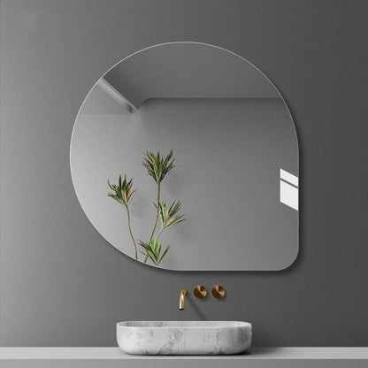 Modern Irregular Wall Mirror with LED Lighting - Frameless Cosmetic Vanity Mirror for Bathroom