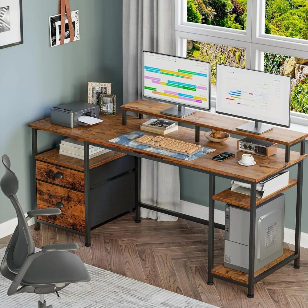 61" Spacious Industrial-Style Computer Desk