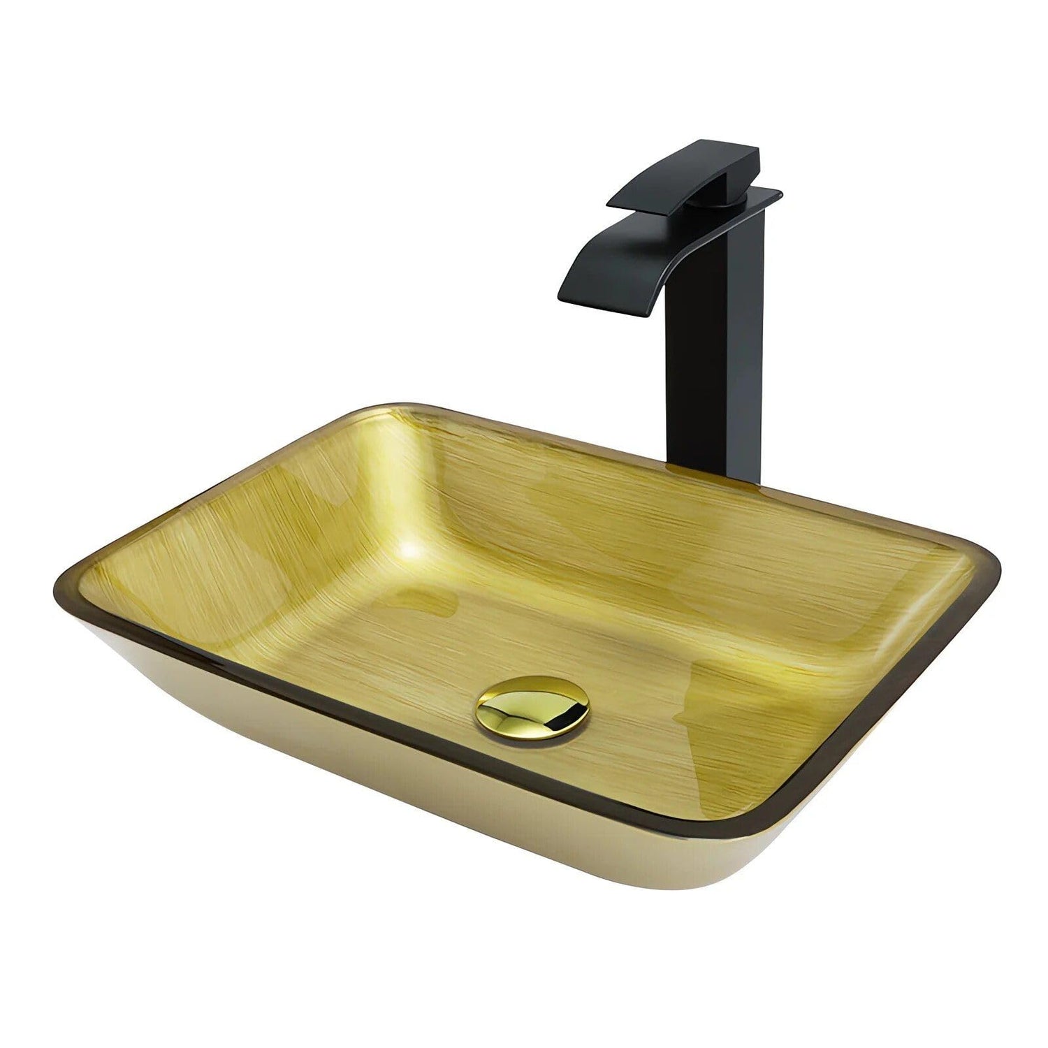 Elegant Rectangular Tempered Glass Bathroom Sink