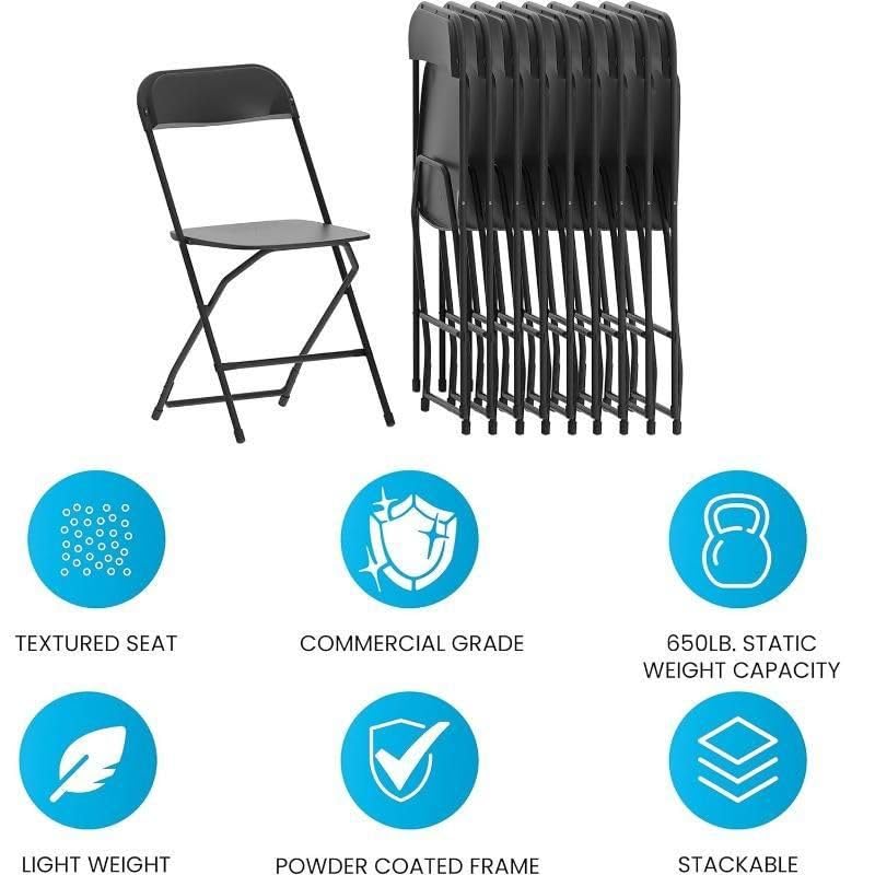Ultra-Sturdy 650lb Capacity Black Folding Chair