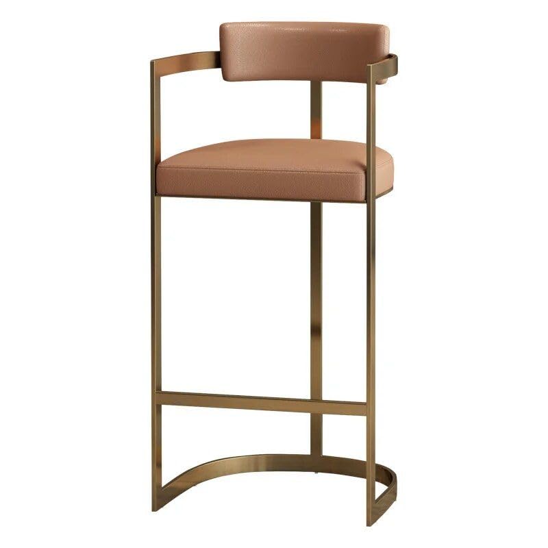 Minimalist Modern Bar Chair with Handrails – High Back, Synthetic Leather