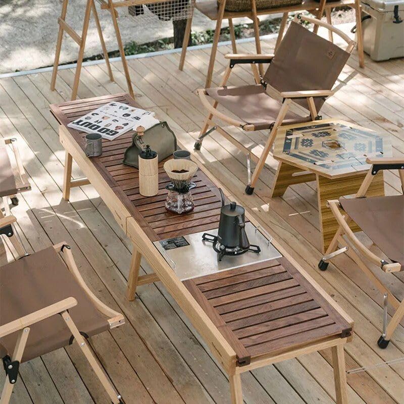 Versatile Pine & Black Walnut Folding Table - Perfect for picnics, bbqs, and Outdoor Adventures