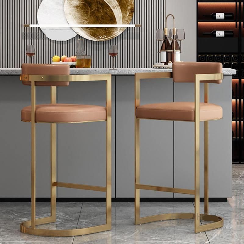 Minimalist Modern Bar Chair with Handrails – High Back, Synthetic Leather