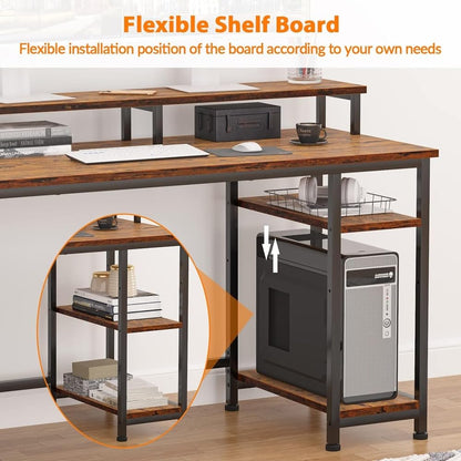 61" Spacious Industrial-Style Computer Desk