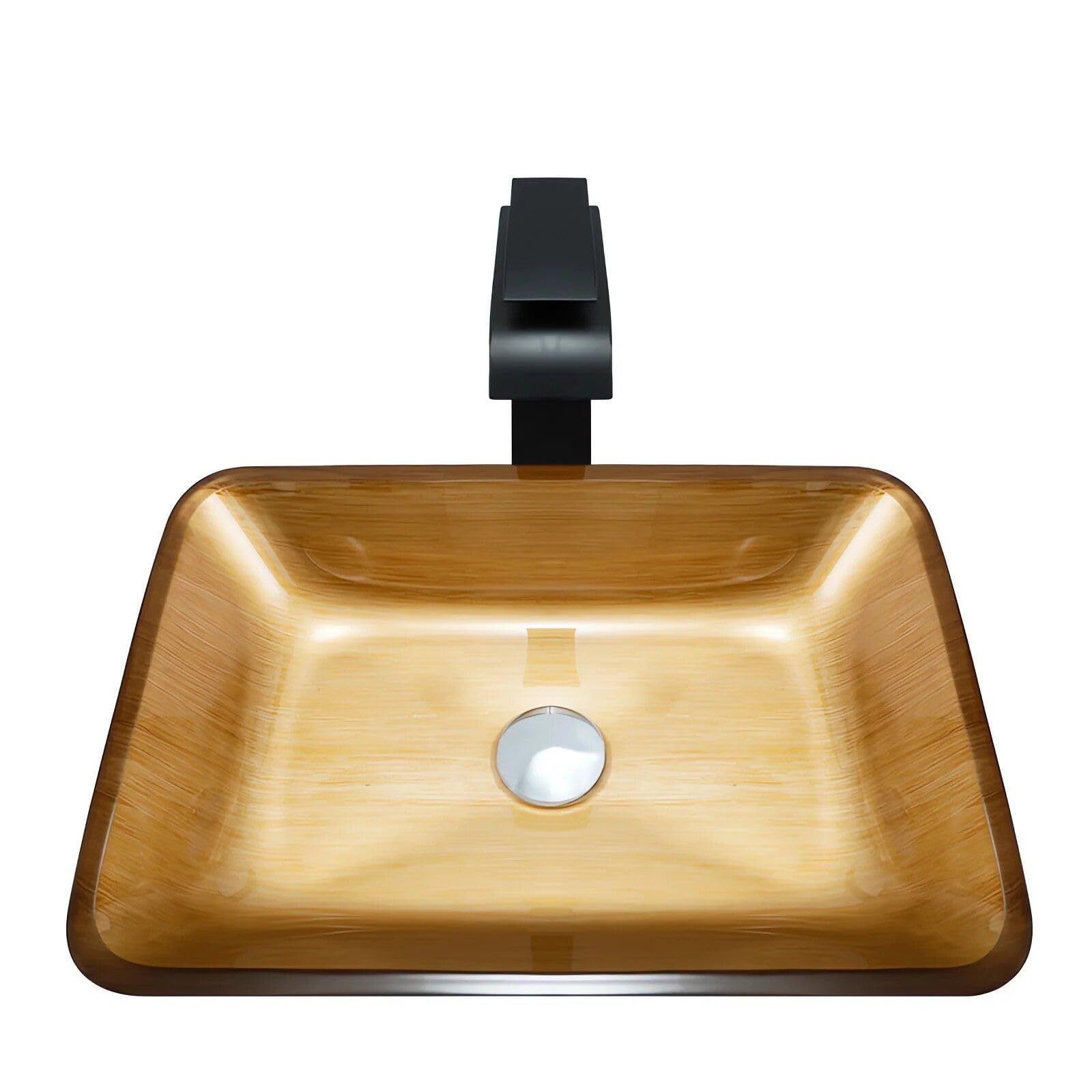 Elegant Rectangular Tempered Glass Bathroom Sink
