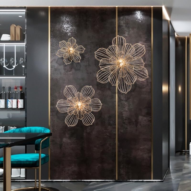 Elegant Metal Flower Wall Hanging for Living Room and Porch